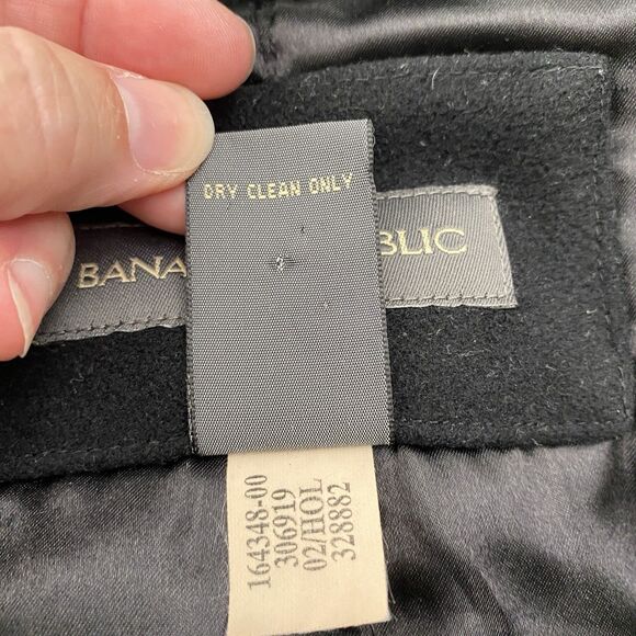 Banana Republic Pea Coat Mens Large Black Wool Cashmere Button Career Formal - Picture 9 of 10